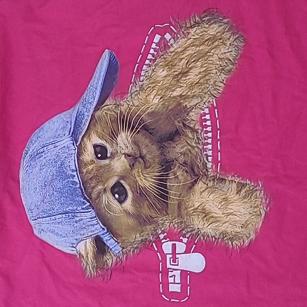 Gildan Pink Heavy Cotton T-Shirt Kitten Size M - Picture 2 of 5